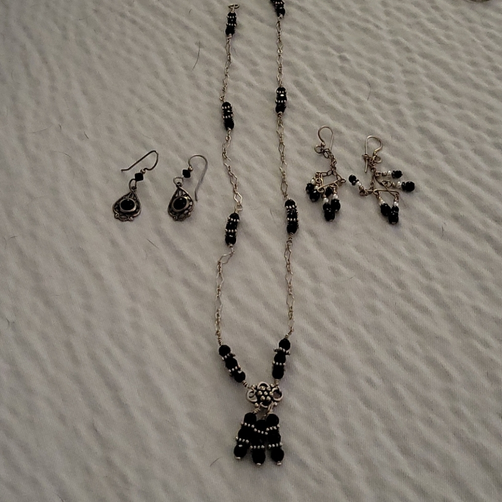Ladies marcasite necklace and earrings